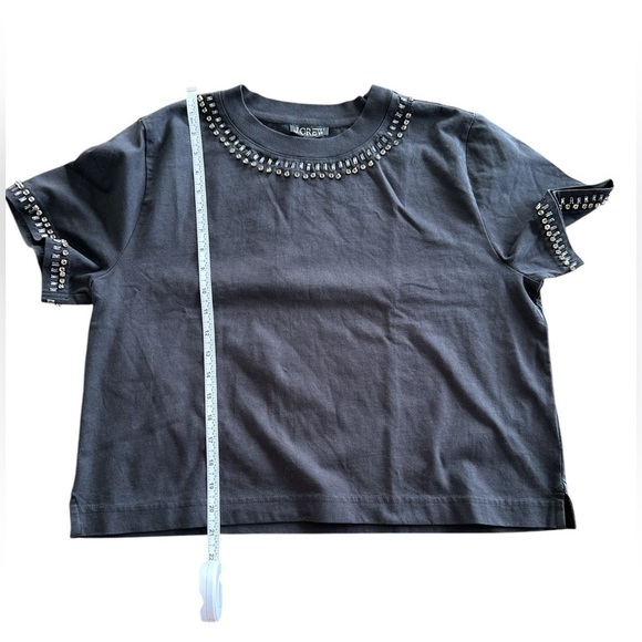 NEW J. CREW Relaxed crystal-embellished cropped T-shirt in heavy jersey Medium - Picture 8 of 9